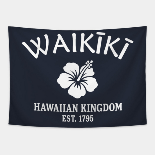 Waikiki Hawaii Vintage Retro Tapestry - White Logo