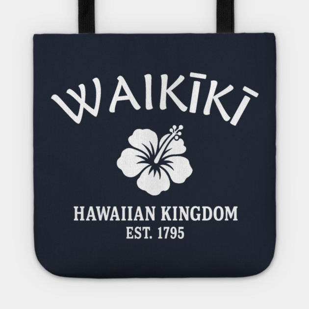 Waikiki Hawaii Vintage Retro Tote - White Logo