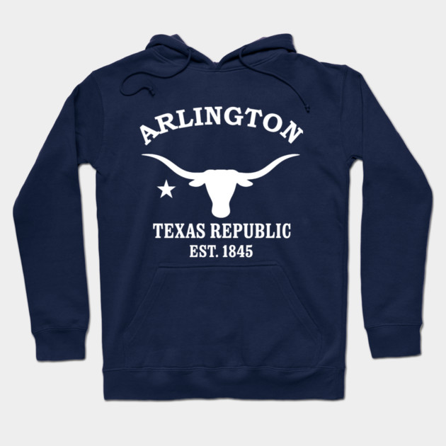 Arlington Texas Vintage Retro Hoodie - White Logo - Various Colors