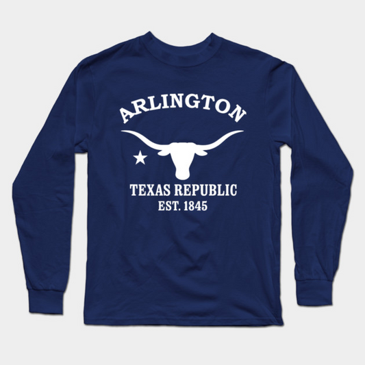 Arlington Texas Vintage Retro Adult Long-Sleeve T-Shirt - White Logo - Various Colors