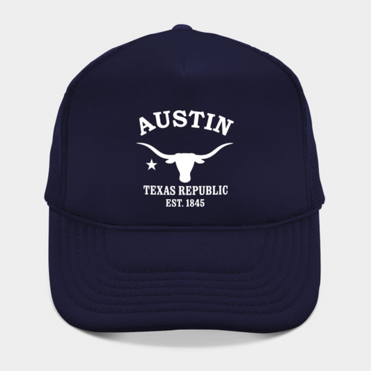 Austin Texas Vintage Retro Hat - White Logo - Various Colors