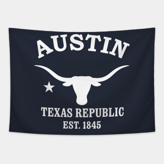 Austin Texas Vintage Retro Tapestry - White Logo