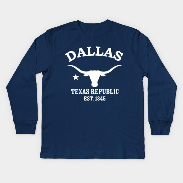 Dallas Texas Vintage Retro Kids Long-Sleeve T-Shirt - White Logo - Various Colors
