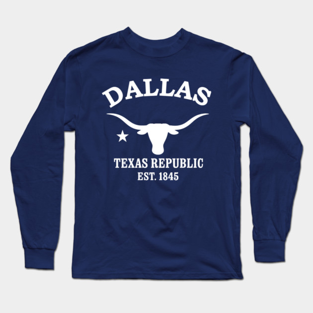 Dallas Texas Vintage Retro Adult Long-Sleeve T-Shirt - White Logo - Various Colors