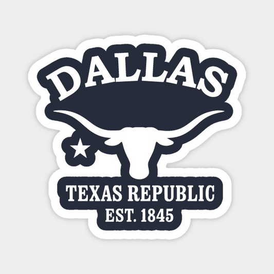 Dallas Texas Vintage Retro Magnet - White Logo