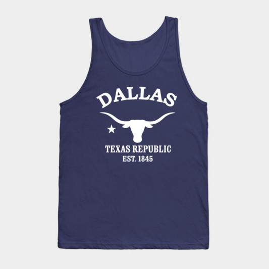 Dallas Texas Vintage Retro Tank-Top - White Logo - Various Colors