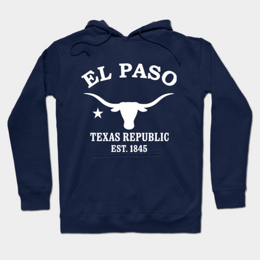 El Paso Texas Vintage Retro Hoodie - White Logo - Various Colors