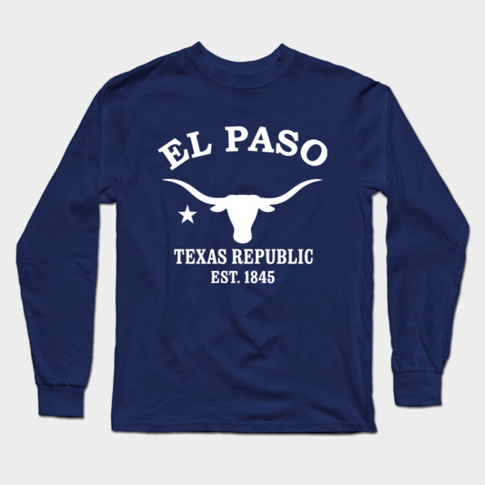 El Paso Texas Vintage Retro Adult Long-Sleeve T-Shirt - White Logo - Various Colors