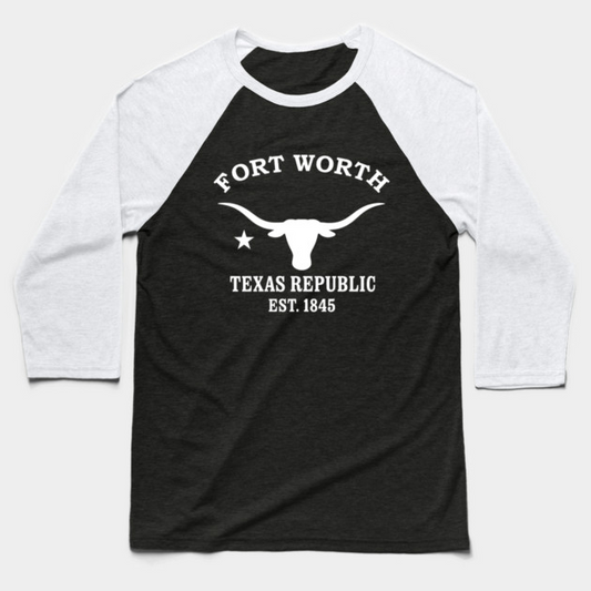 Fort Worth Texas Vintage Retro Baseball Tee - White Logo - Various Colors