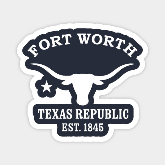Fort Worth Texas Vintage Retro Magnet - White Logo