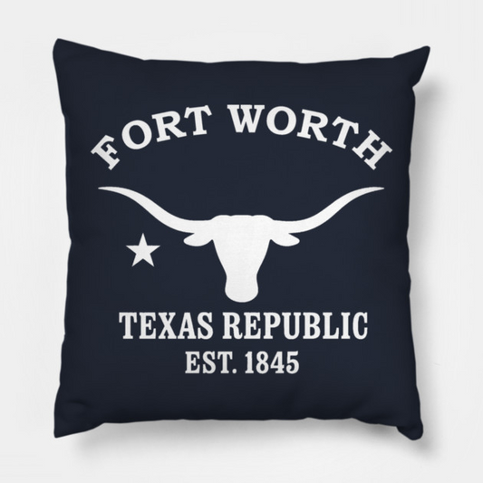 Fort Worth Texas Vintage Retro Throw-Pillow - White Logo