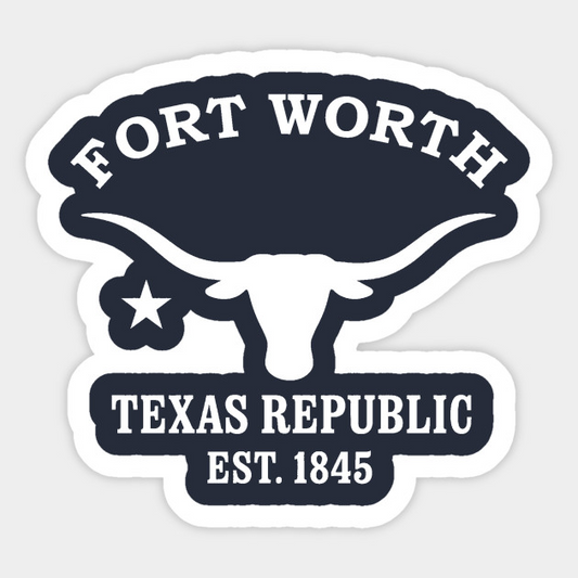 Fort Worth Texas Vintage Retro Sticker - White Logo