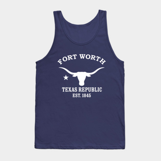 Fort Worth Texas Vintage Retro Tank-Top - White Logo - Various Colors
