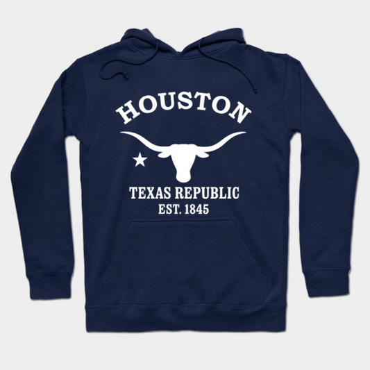 Houston Texas Vintage Retro Hoodie - White Logo - Various Colors