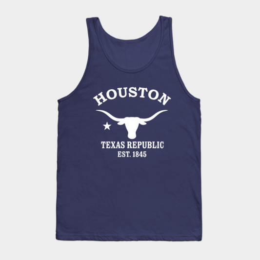 Houston Texas Vintage Retro Tank-Top - White Logo - Various Colors