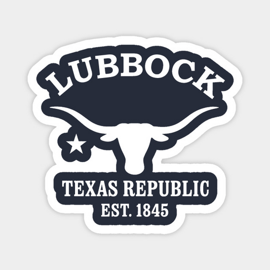 Lubbock Texas Vintage Retro Magnet - White Logo