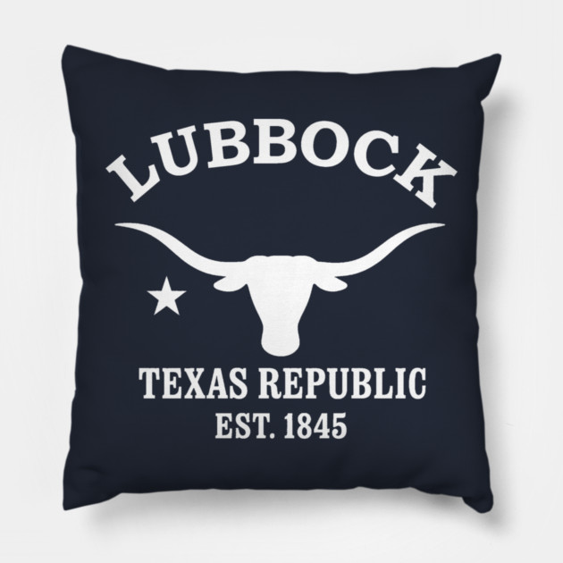 Lubbock Texas Vintage Retro Throw-Pillow - White Logo