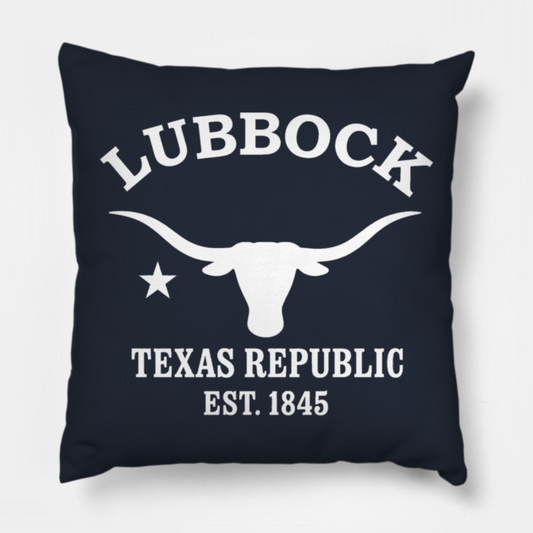 Lubbock Texas Vintage Retro Throw-Pillow - White Logo