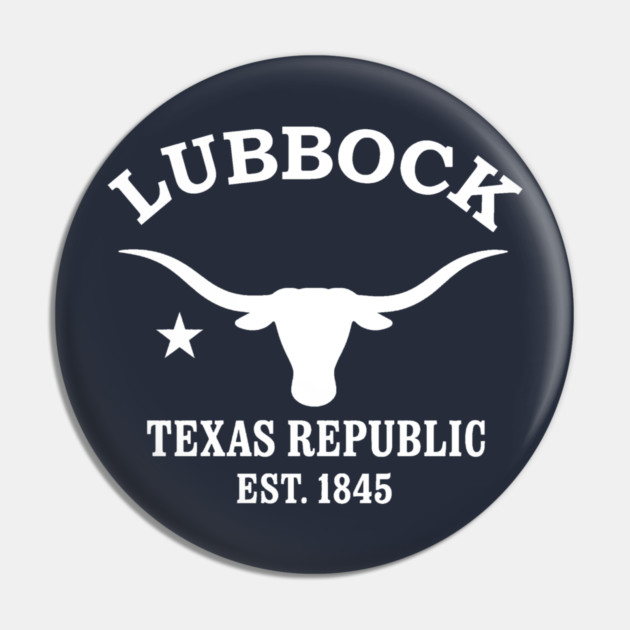 Lubbock Texas Vintage Retro Pin - White Logo