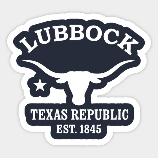 Lubbock Texas Vintage Retro Sticker - White Logo
