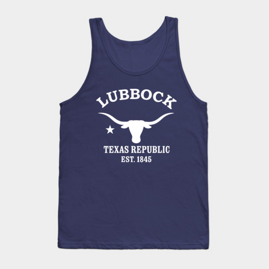 Lubbock Texas Vintage Retro Tank-Top - White Logo - Various Colors