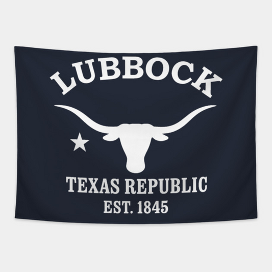 Lubbock Texas Vintage Retro Tapestry - White Logo
