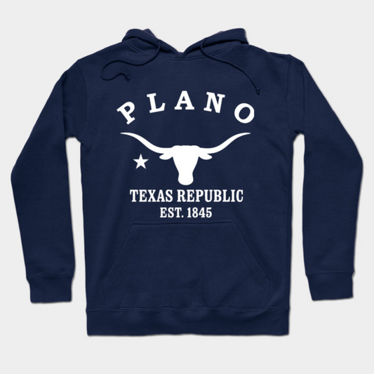 Plano Texas Vintage Retro Hoodie - White Logo - Various Colors