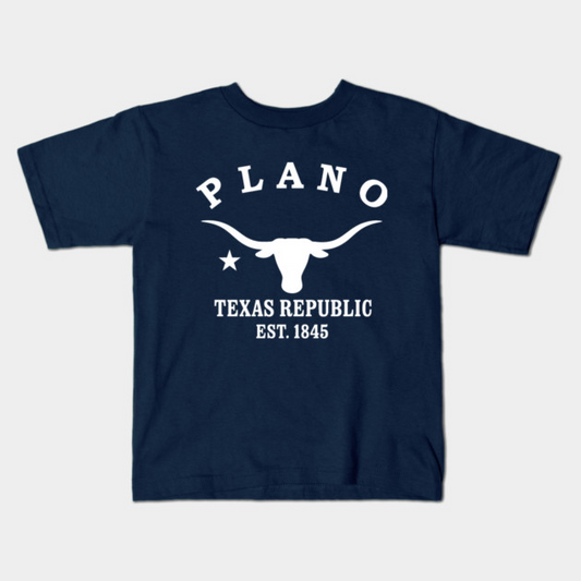 Plano Texas Vintage Retro Kids T-Shirt - White Logo - Various Colors