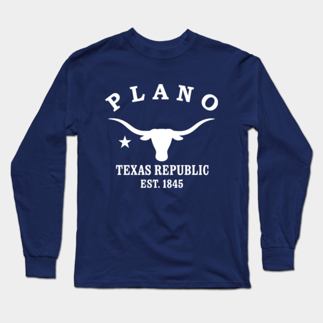 Plano Texas Vintage Retro Adult Long-Sleeve T-Shirt - White Logo - Various Colors
