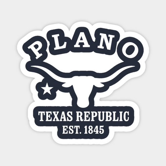 Plano Texas Vintage Retro Magnet - White Logo