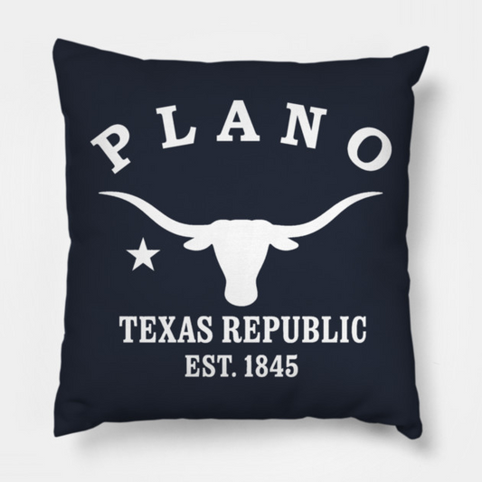 Plano Texas Vintage Retro Throw-Pillow - White Logo