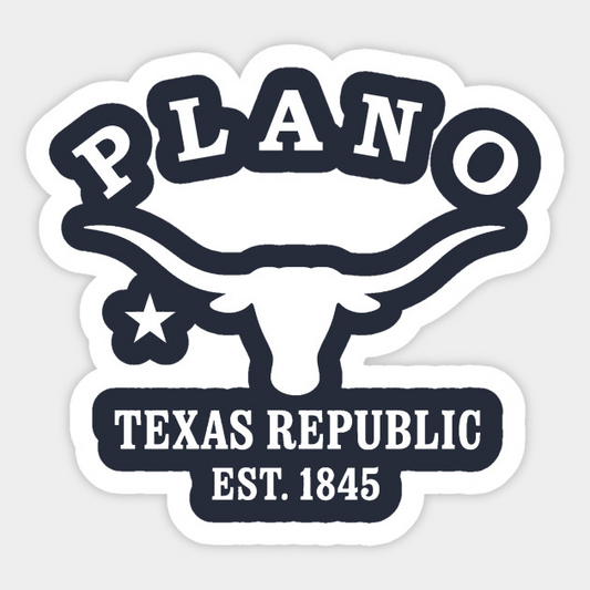 Plano Texas Vintage Retro Sticker - White Logo