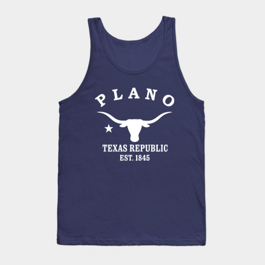 Plano Texas Vintage Retro Tank-Top - White Logo - Various Colors