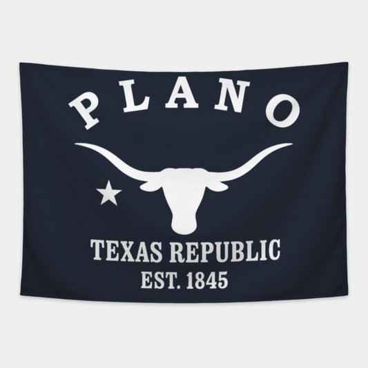 Plano Texas Vintage Retro Tapestry - White Logo