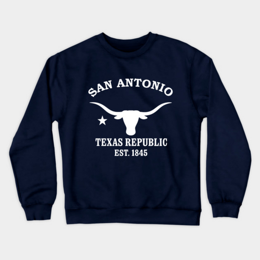 San Antonio Texas Vintage Retro Crewneck Sweatshirt - White Logo - Various Colors