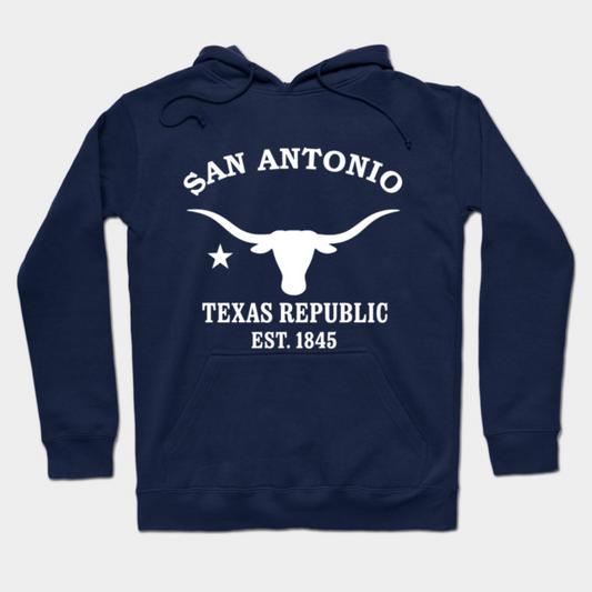 San Antonio Texas Vintage Retro Hoodie - White Logo - Various Colors