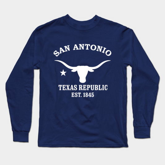 San Antonio Texas Vintage Retro Adult Long-Sleeve T-Shirt - White Logo - Various Colors